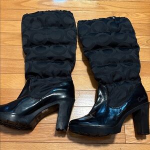 Coach Loryn Quilted Heeled Boots, Size 11 Women's